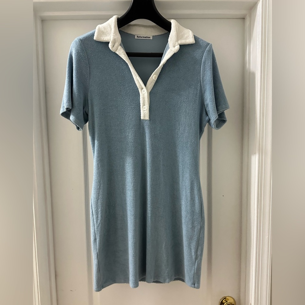 Reformation Stefana Blue Knit Polo Dress - Picture 3 of 3